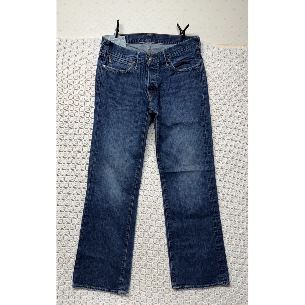 VTG Abercrombie & Fitch Kilburn Jeans 32x32 Blue Denim Low Rise Boot Button Fly